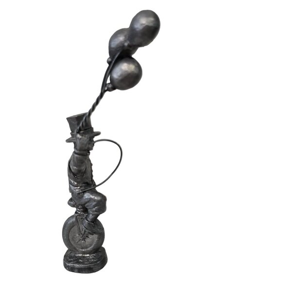 Vintage michael ricker Pewter Circus Clown Figurine On Unicycle With Balloons - Picture 5 of 8